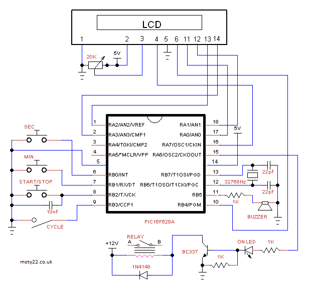 Частотомер на pic16f628a и lcd индикаторе 1602 схема